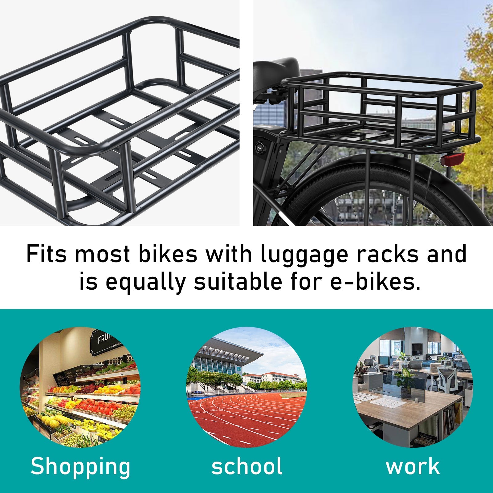 HITWAY Bike Rear Basket Black Bicycle Basket HITWAY UK