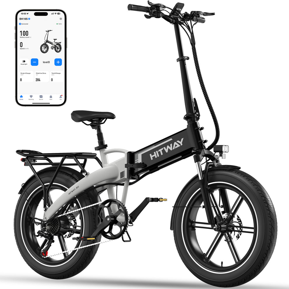 BK10S Folding Electric Bike BLACKWHITE