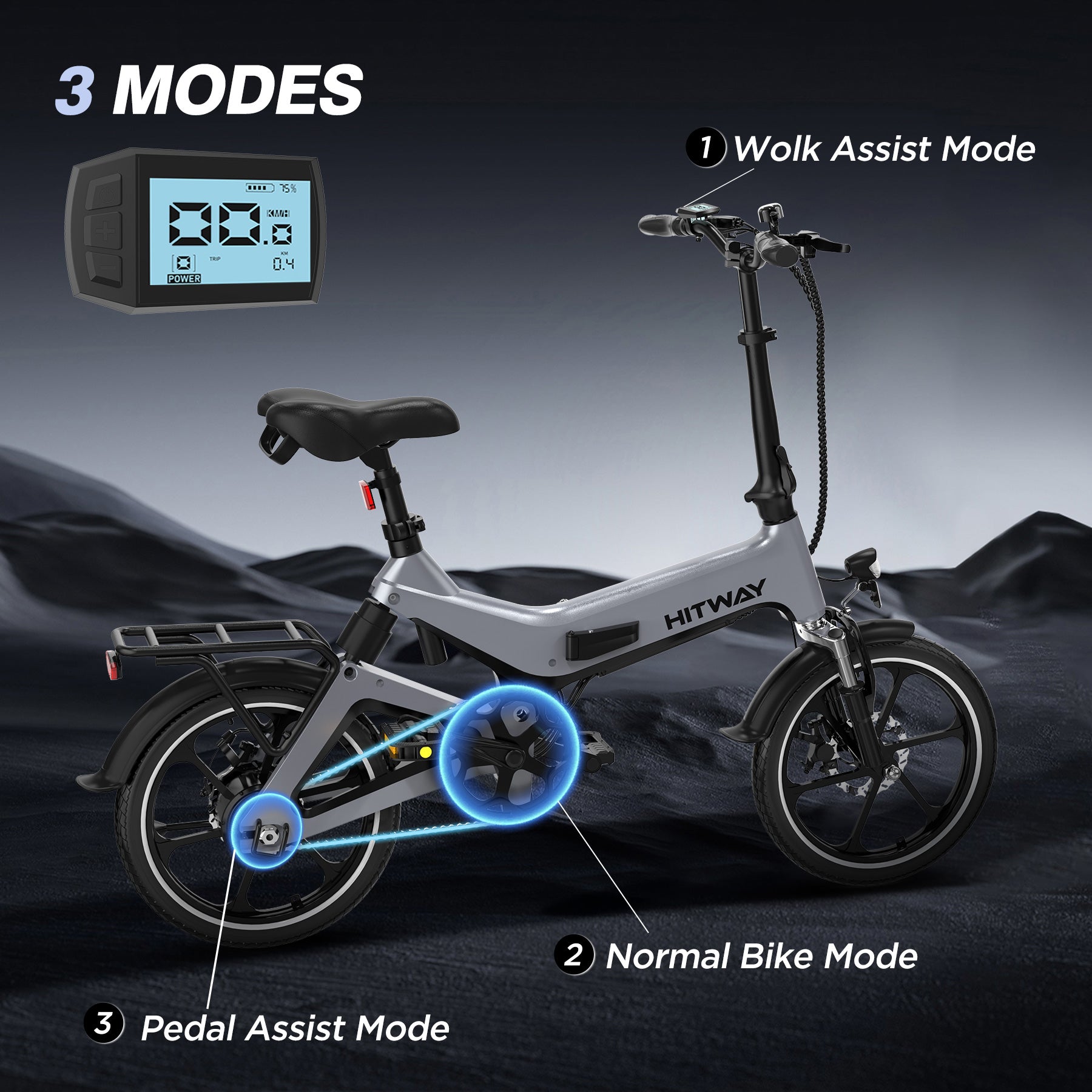 BK2 Folding Electric Bike, 16-Inch Compact Commuter, Dual Suspension, Removable Battery, Easy-Fold City E-Bike – HITWAY UK BK2 Folding Electric Bike, 16-Inch Compact Commuter, Dual Suspension, Removable Battery, Easy-Fold City E-Bike – HITWAY UK